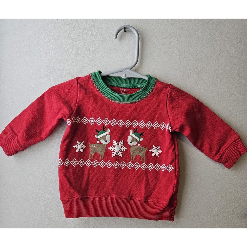 Carter's Just One You 3M Christmas Sweatshirt Red Reindeer Holiday Baby Unisex‎